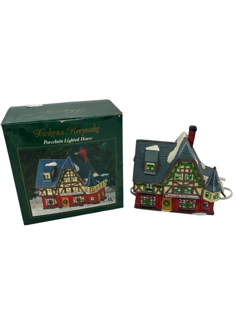 Dickens Keepsake Romantik Restaurant Lighted Porcelain Christmas Village House
